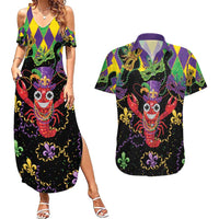 Mardi Gras Crawfish Couples Matching Summer Maxi Dress and Hawaiian Shirt On Tuesdays We Wear Beads - Wonder Print Shop