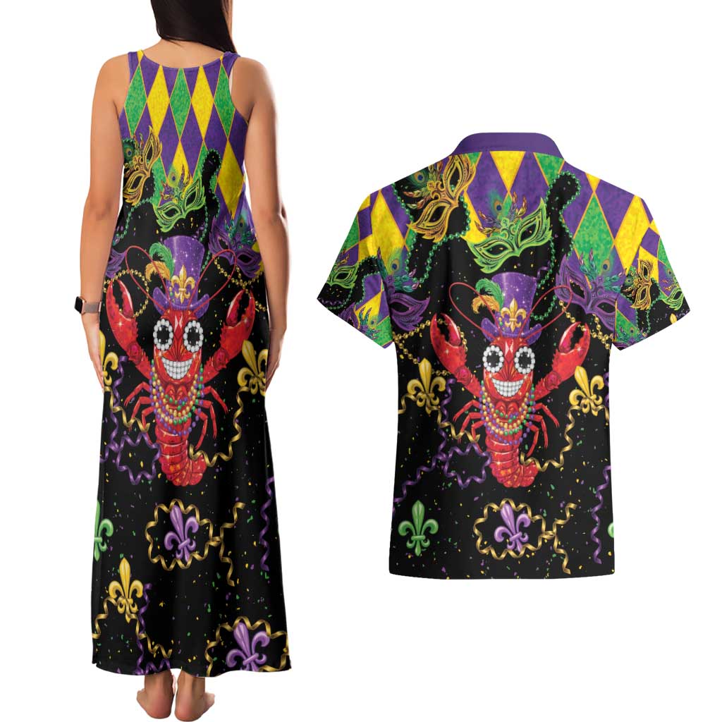 Mardi Gras Crawfish Couples Matching Tank Maxi Dress and Hawaiian Shirt On Tuesdays We Wear Beads - Wonder Print Shop