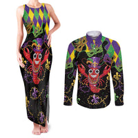 Mardi Gras Crawfish Couples Matching Tank Maxi Dress and Long Sleeve Button Shirt On Tuesdays We Wear Beads - Wonder Print Shop