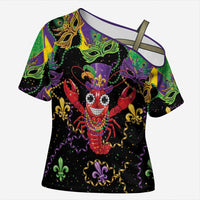 Mardi Gras Crawfish Cross Shoulder Shirt On Tuesdays We Wear Beads - Wonder Print Shop