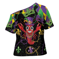 Mardi Gras Crawfish Cross Shoulder Shirt On Tuesdays We Wear Beads - Wonder Print Shop
