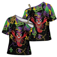 Mardi Gras Crawfish Cross Shoulder Shirt On Tuesdays We Wear Beads - Wonder Print Shop
