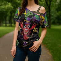 Mardi Gras Crawfish Cross Shoulder Shirt On Tuesdays We Wear Beads - Wonder Print Shop