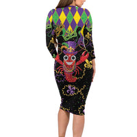 Mardi Gras Crawfish Family Matching Long Sleeve Bodycon Dress and Hawaiian Shirt On Tuesdays We Wear Beads - Wonder Print Shop