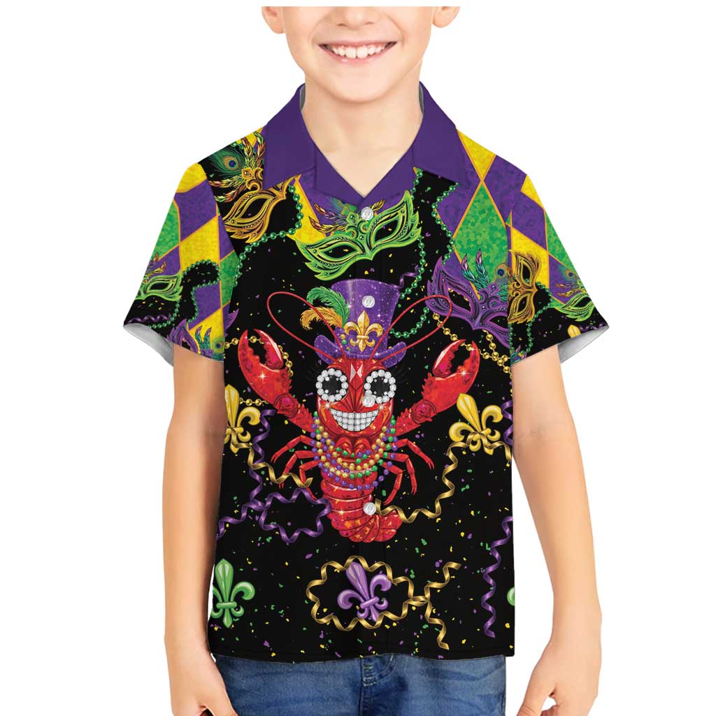 Mardi Gras Crawfish Family Matching Mermaid Dress and Hawaiian Shirt On Tuesdays We Wear Beads - Wonder Print Shop