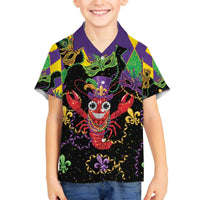 Mardi Gras Crawfish Family Matching Off The Shoulder Long Sleeve Dress and Hawaiian Shirt On Tuesdays We Wear Beads - Wonder Print Shop