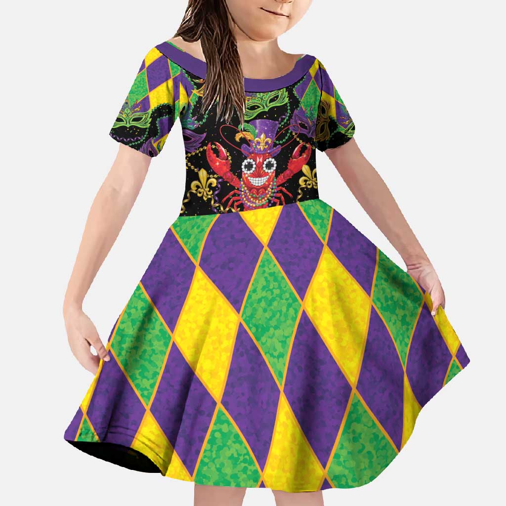 Mardi Gras Crawfish Family Matching Off Shoulder Maxi Dress and Hawaiian Shirt On Tuesdays We Wear Beads - Wonder Print Shop