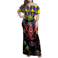 Mardi Gras Crawfish Family Matching Off Shoulder Maxi Dress and Hawaiian Shirt On Tuesdays We Wear Beads - Wonder Print Shop