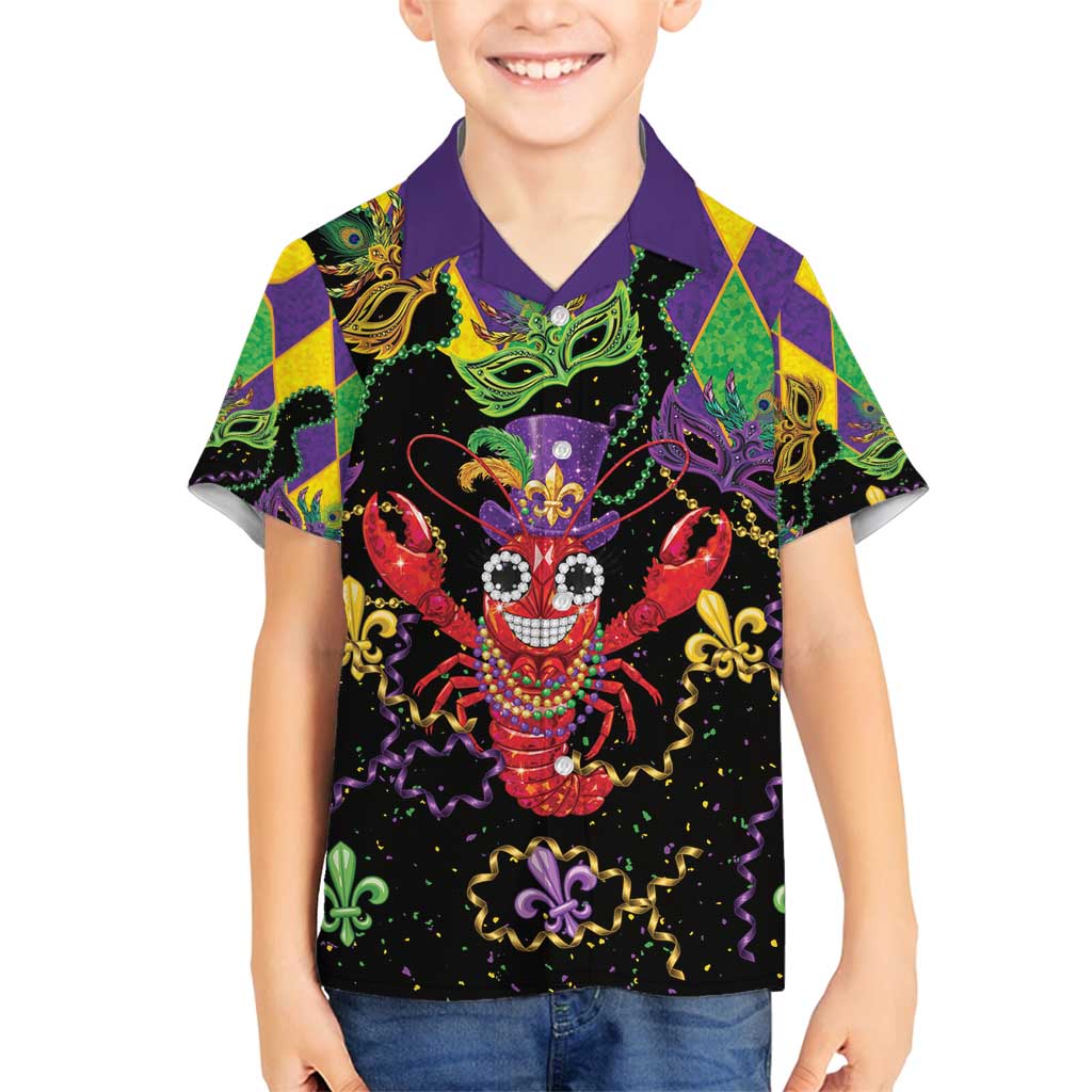 Mardi Gras Crawfish Family Matching Off Shoulder Maxi Dress and Hawaiian Shirt On Tuesdays We Wear Beads - Wonder Print Shop