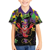 Mardi Gras Crawfish Family Matching Off Shoulder Maxi Dress and Hawaiian Shirt On Tuesdays We Wear Beads - Wonder Print Shop