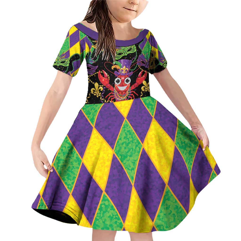 Mardi Gras Crawfish Family Matching Off Shoulder Short Dress and Hawaiian Shirt On Tuesdays We Wear Beads - Wonder Print Shop