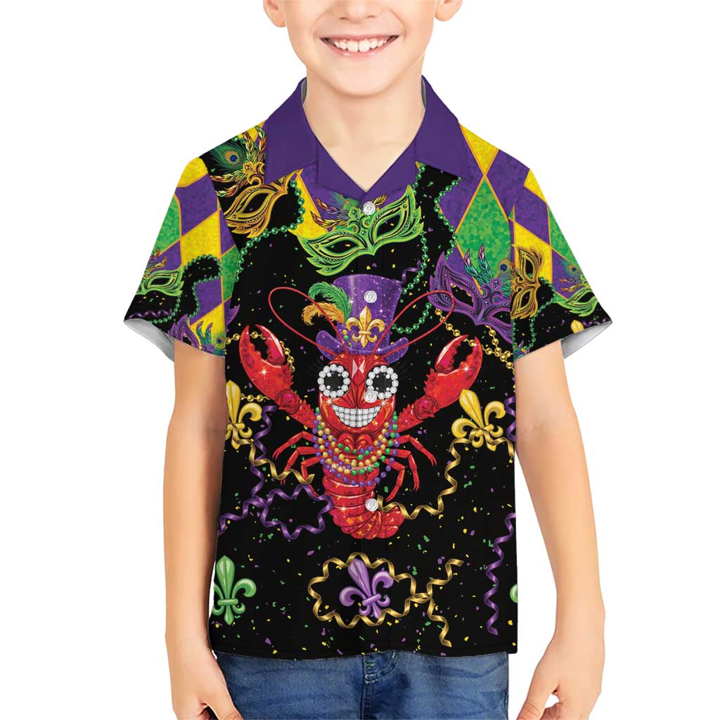 Mardi Gras Crawfish Family Matching Short Sleeve Bodycon Dress and Hawaiian Shirt On Tuesdays We Wear Beads - Wonder Print Shop