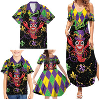 Mardi Gras Crawfish Family Matching Summer Maxi Dress and Hawaiian Shirt On Tuesdays We Wear Beads - Wonder Print Shop
