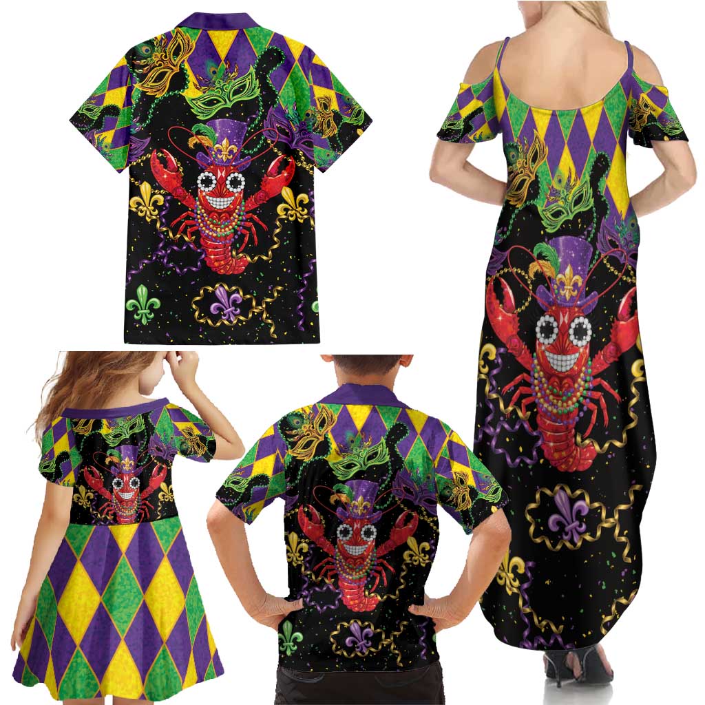 Mardi Gras Crawfish Family Matching Summer Maxi Dress and Hawaiian Shirt On Tuesdays We Wear Beads - Wonder Print Shop