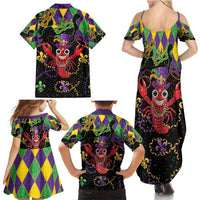 Mardi Gras Crawfish Family Matching Summer Maxi Dress and Hawaiian Shirt On Tuesdays We Wear Beads - Wonder Print Shop