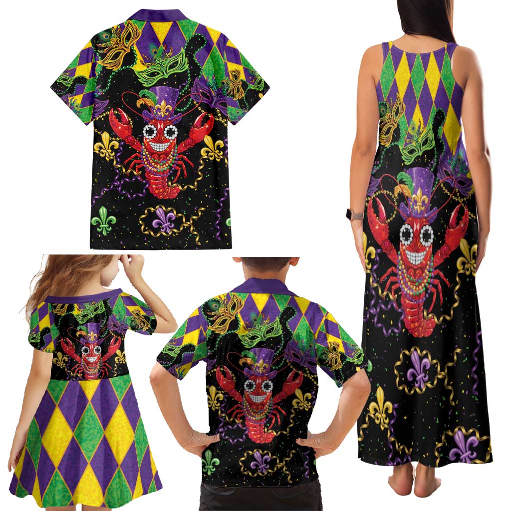 Mardi Gras Crawfish Family Matching Tank Maxi Dress and Hawaiian Shirt On Tuesdays We Wear Beads - Wonder Print Shop