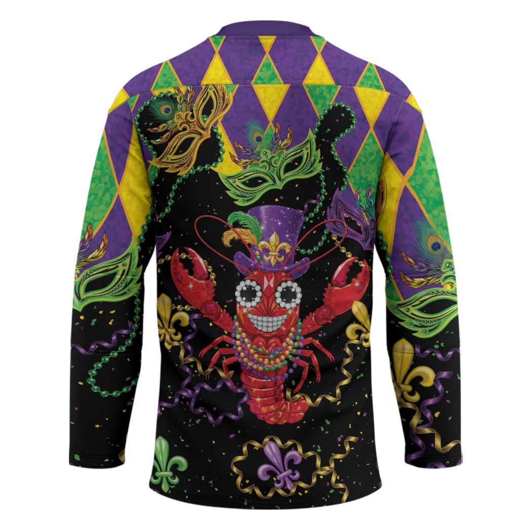 Mardi Gras Crawfish Hockey Jersey On Tuesdays We Wear Beads - Wonder Print Shop