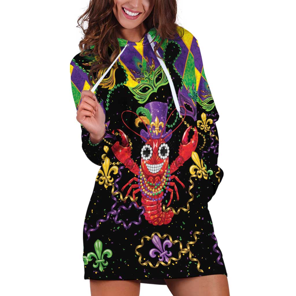 Mardi Gras Crawfish Hoodie Dress On Tuesdays We Wear Beads - Wonder Print Shop