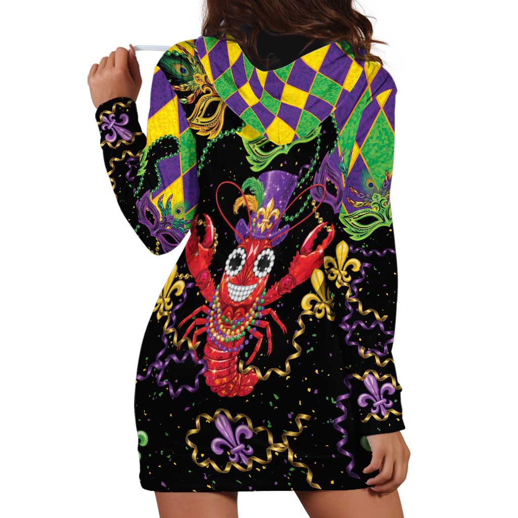 Mardi Gras Crawfish Hoodie Dress On Tuesdays We Wear Beads - Wonder Print Shop