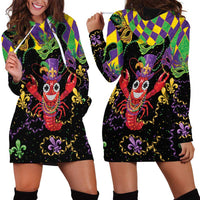 Mardi Gras Crawfish Hoodie Dress On Tuesdays We Wear Beads - Wonder Print Shop