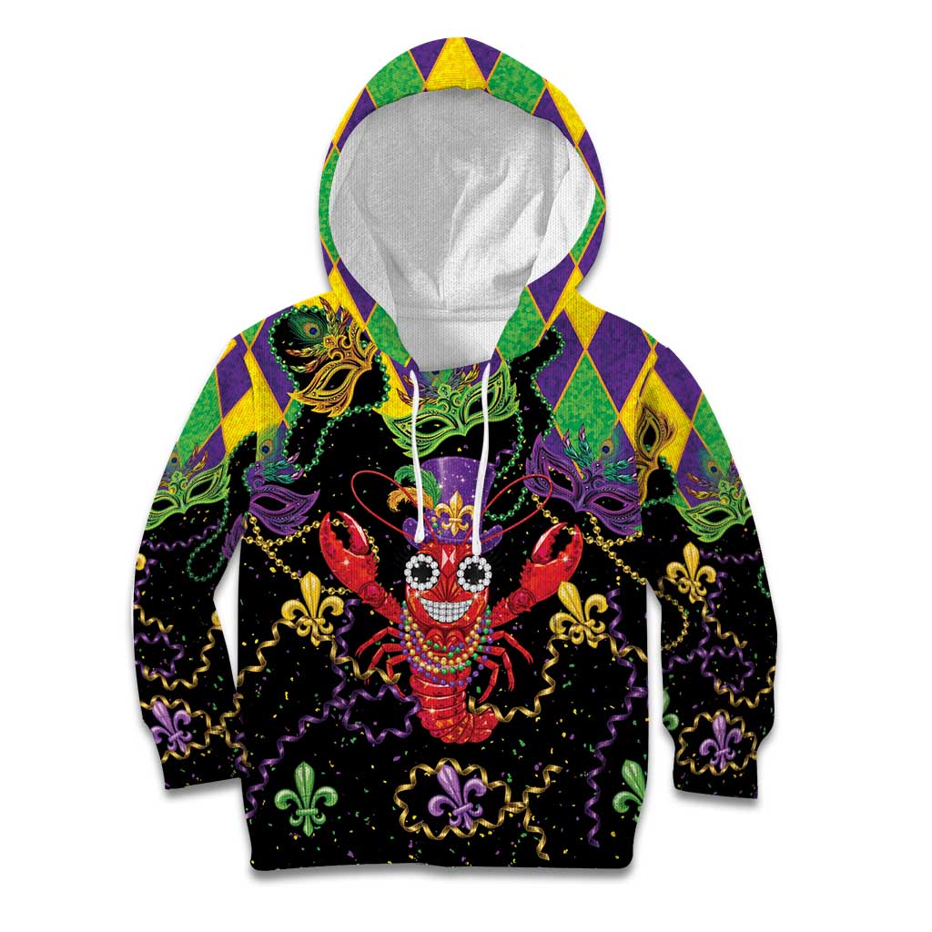 Mardi Gras Crawfish Kid Hoodie On Tuesdays We Wear Beads - Wonder Print Shop