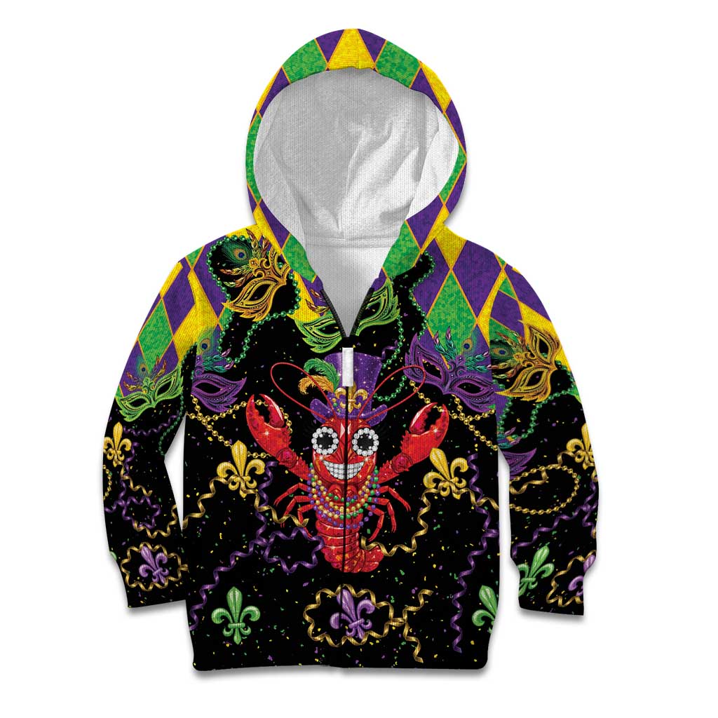 Mardi Gras Crawfish Kid Hoodie On Tuesdays We Wear Beads - Wonder Print Shop