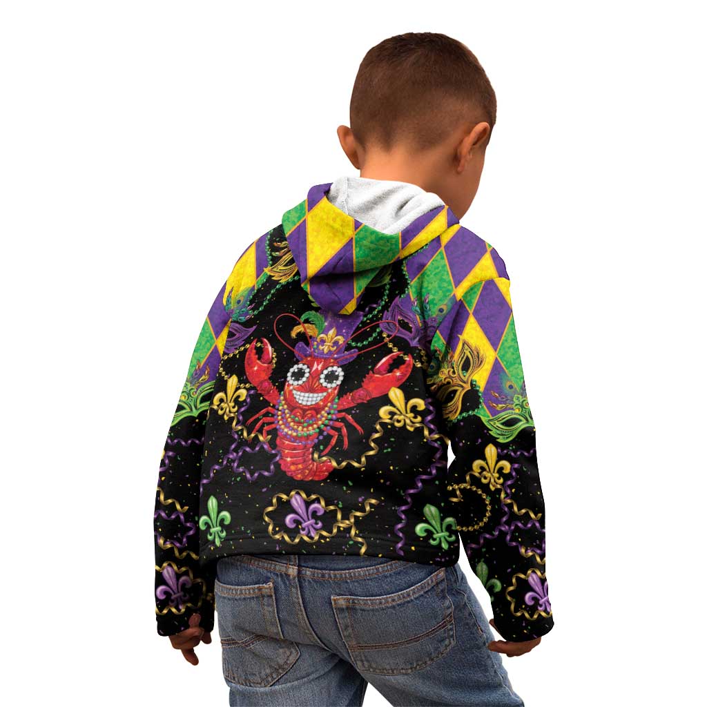 Mardi Gras Crawfish Kid Hoodie On Tuesdays We Wear Beads - Wonder Print Shop