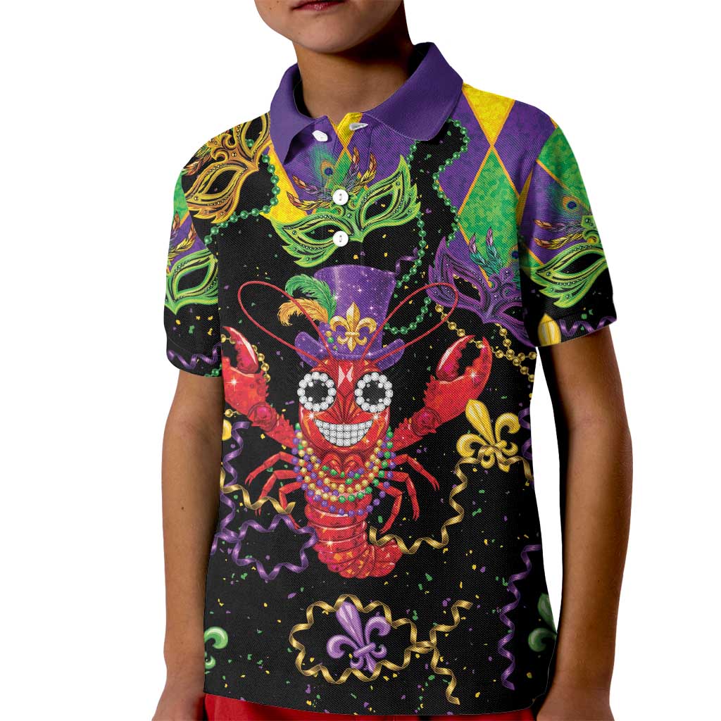 Mardi Gras Crawfish Kid Polo Shirt On Tuesdays We Wear Beads - Wonder Print Shop