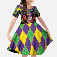 Mardi Gras Crawfish Kid Short Sleeve Dress On Tuesdays We Wear Beads - Wonder Print Shop