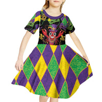 Mardi Gras Crawfish Kid Short Sleeve Dress On Tuesdays We Wear Beads - Wonder Print Shop