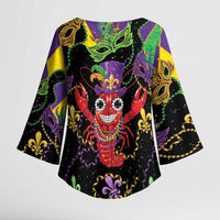 Mardi Gras Crawfish Kimono Sleeve Blouse On Tuesdays We Wear Beads - Wonder Print Shop