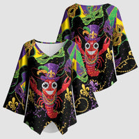 Mardi Gras Crawfish Kimono Sleeve Blouse On Tuesdays We Wear Beads - Wonder Print Shop