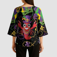 Mardi Gras Crawfish Kimono Sleeve Blouse On Tuesdays We Wear Beads - Wonder Print Shop