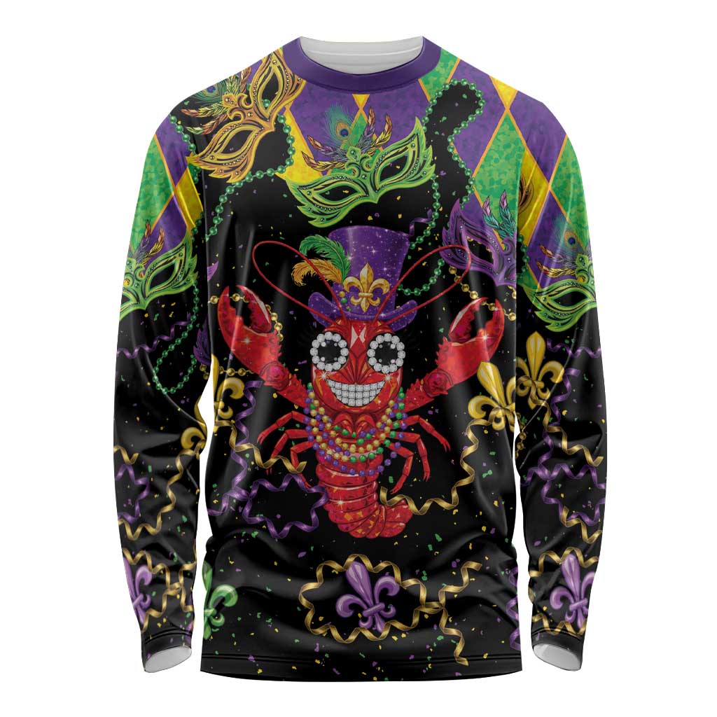 Mardi Gras Crawfish Long Sleeve Shirt On Tuesdays We Wear Beads - Wonder Print Shop