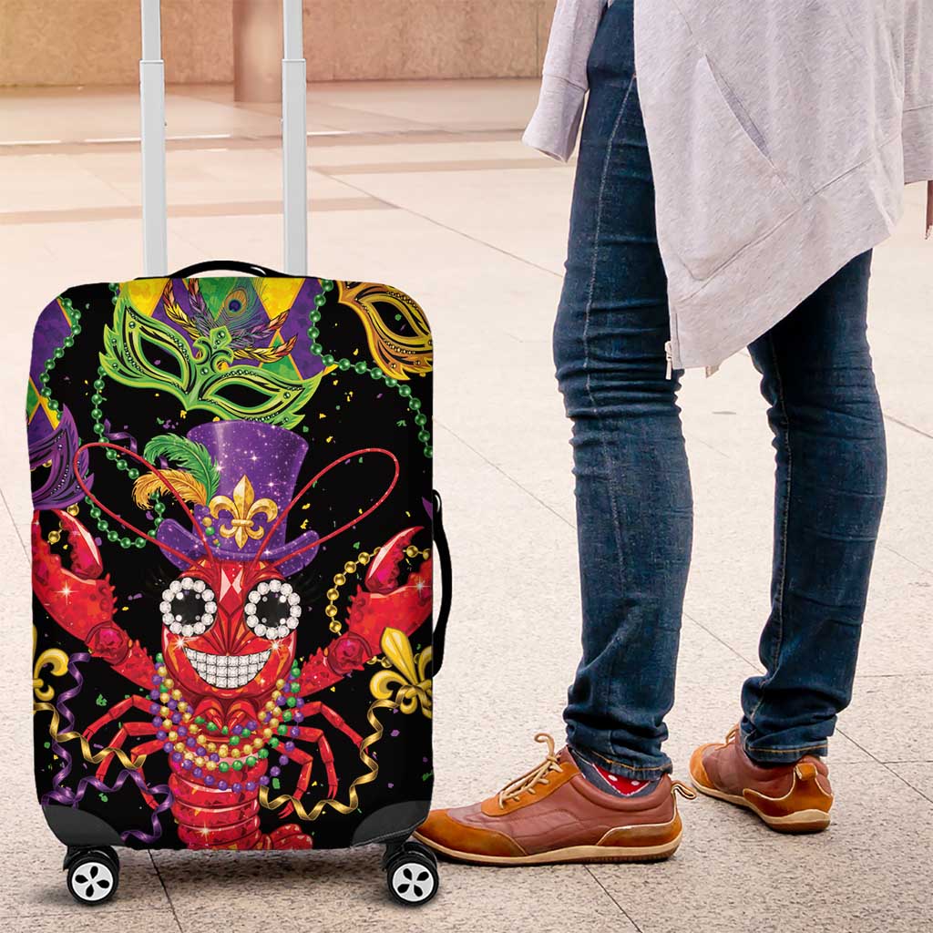 Mardi Gras Crawfish Luggage Cover On Tuesdays We Wear Beads - Wonder Print Shop