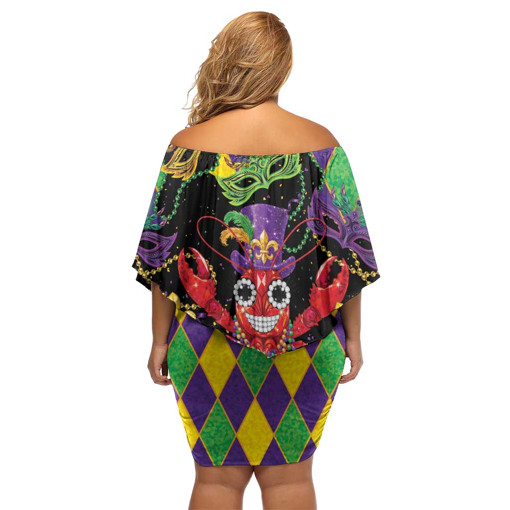 Mardi Gras Crawfish Off Shoulder Short Dress On Tuesdays We Wear Beads - Wonder Print Shop
