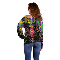 Mardi Gras Crawfish Off Shoulder Sweater On Tuesdays We Wear Beads - Wonder Print Shop