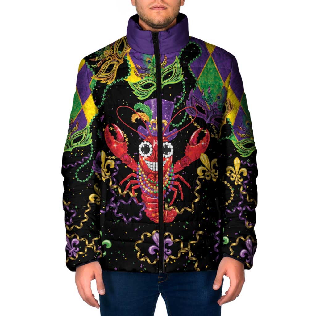 Mardi Gras Crawfish Padded Jacket On Tuesdays We Wear Beads - Wonder Print Shop