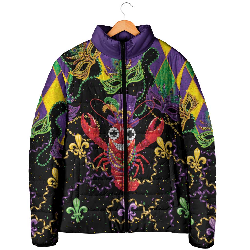 Mardi Gras Crawfish Padded Jacket On Tuesdays We Wear Beads - Wonder Print Shop