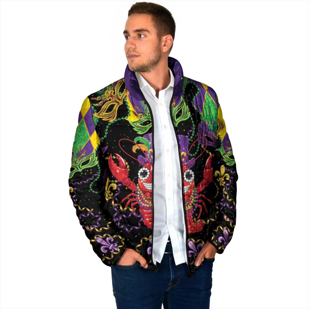 Mardi Gras Crawfish Padded Jacket On Tuesdays We Wear Beads - Wonder Print Shop