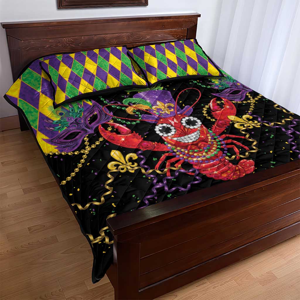 Mardi Gras Crawfish Quilt Bed Set On Tuesdays We Wear Beads - Wonder Print Shop