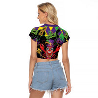 Mardi Gras Crawfish Raglan Cropped T Shirt On Tuesdays We Wear Beads - Wonder Print Shop
