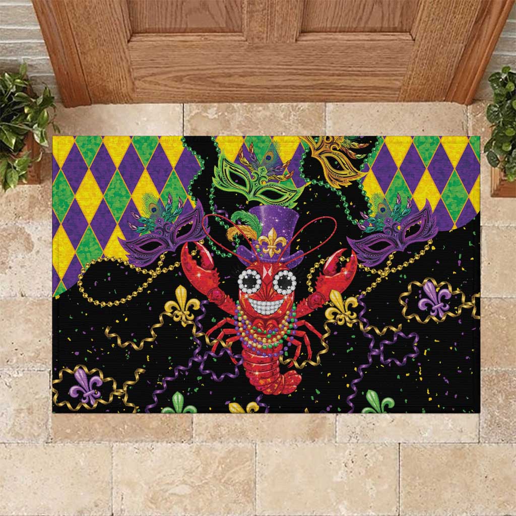 Mardi Gras Crawfish Rubber Doormat On Tuesdays We Wear Beads - Wonder Print Shop