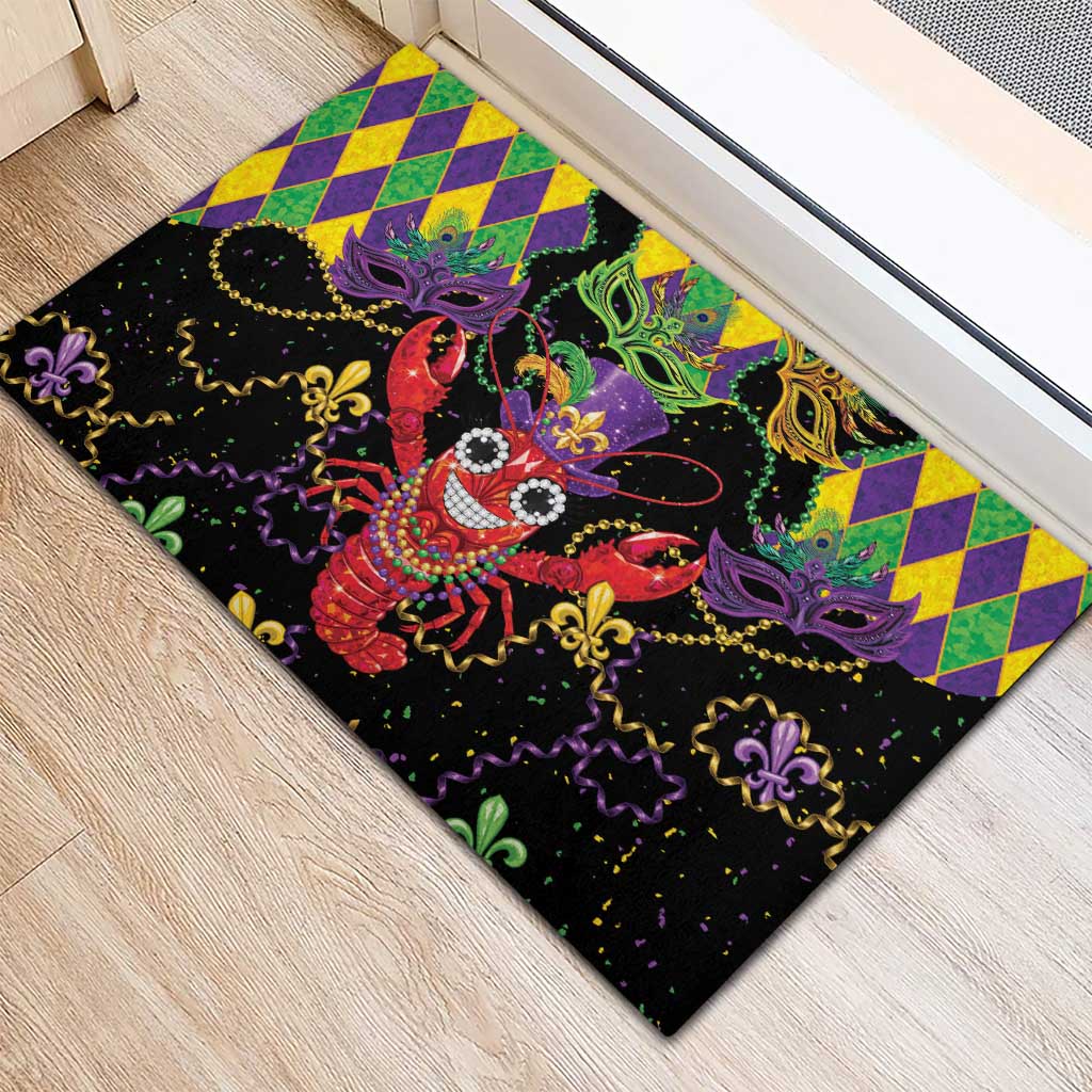Mardi Gras Crawfish Rubber Doormat On Tuesdays We Wear Beads - Wonder Print Shop