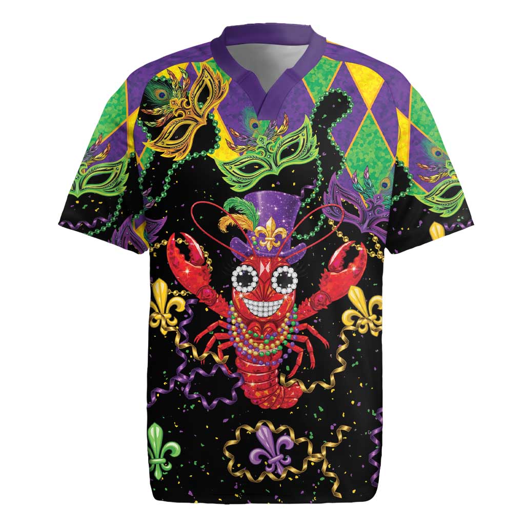 Mardi Gras Crawfish Rugby Jersey On Tuesdays We Wear Beads - Wonder Print Shop