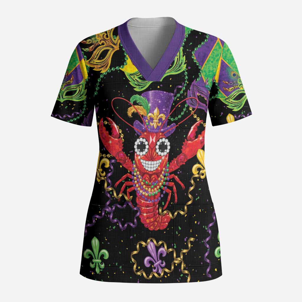 Mardi Gras Crawfish Scrub Top On Tuesdays We Wear Beads - Wonder Print Shop