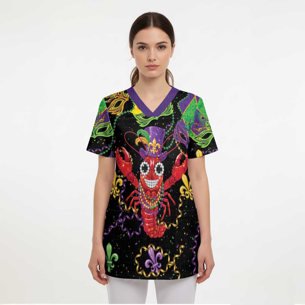 Mardi Gras Crawfish Scrub Top On Tuesdays We Wear Beads - Wonder Print Shop