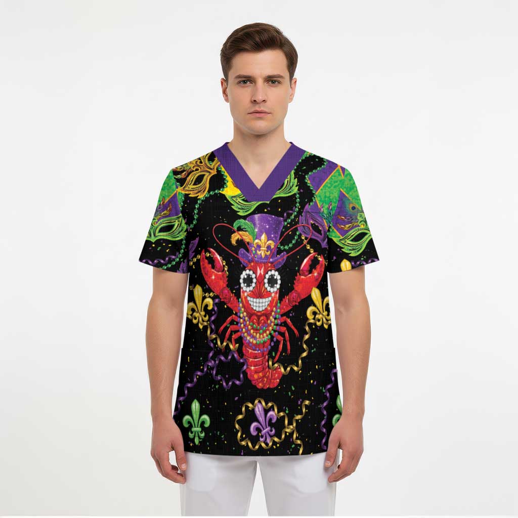 Mardi Gras Crawfish Scrub Top On Tuesdays We Wear Beads - Wonder Print Shop