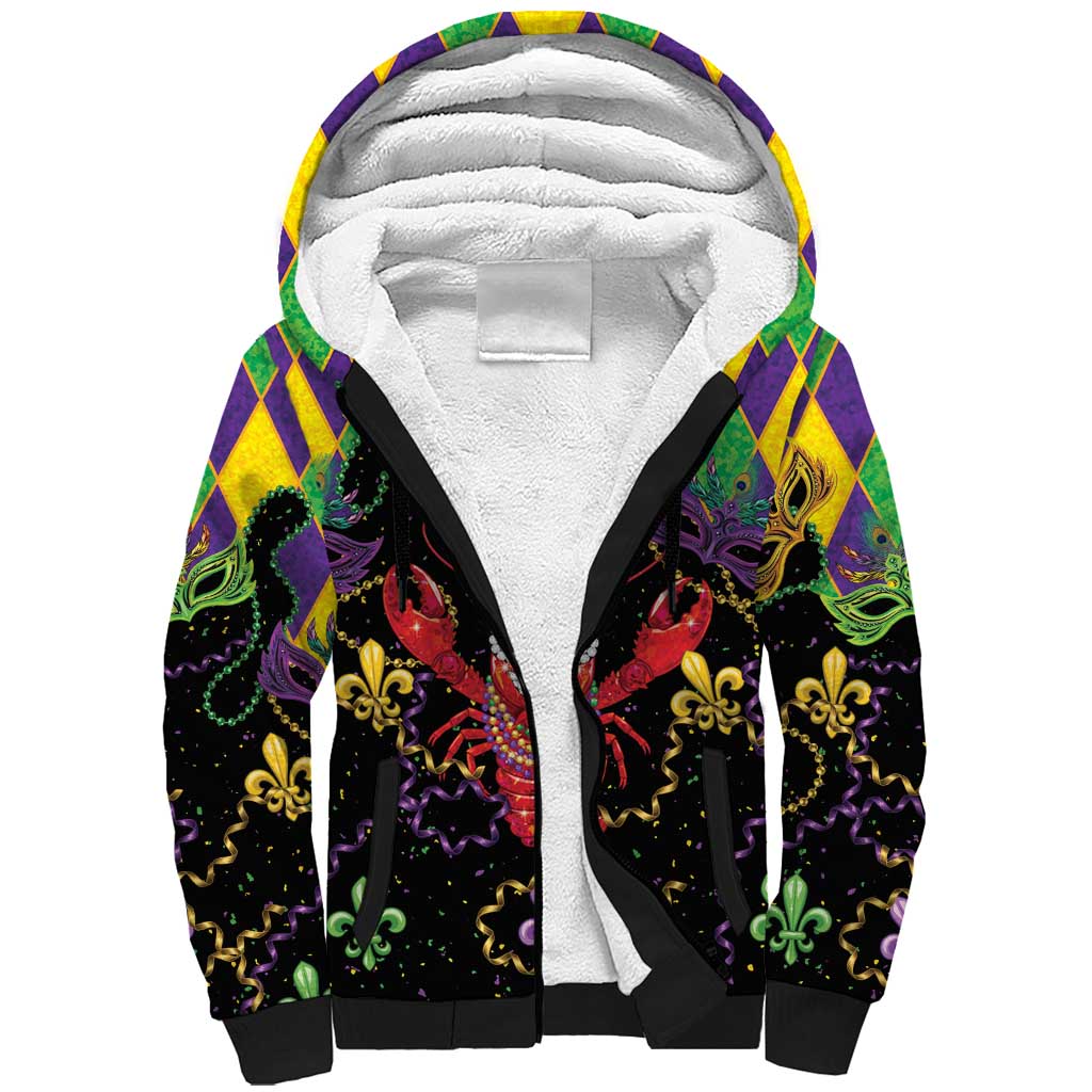 Mardi Gras Crawfish Sherpa Hoodie On Tuesdays We Wear Beads - Wonder Print Shop