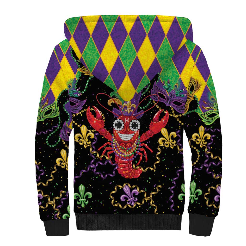 Mardi Gras Crawfish Sherpa Hoodie On Tuesdays We Wear Beads - Wonder Print Shop